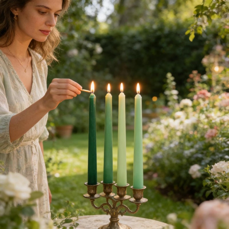 Sihuida 12-Pack Gradient Green Taper Candles, 10 Inch Unscented Dripless Candlesticks, Long-Lastin8g Burn Time of 7-8 Hours, Perfect for Home Décor Spring St. Patrick's Day and Events - Image 3